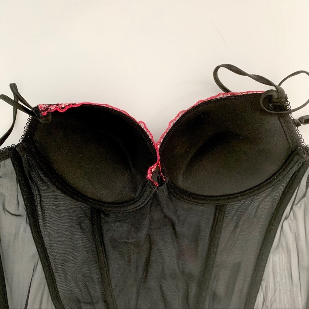 BLUSH Black Pink Floral Embroidered Bustier M - Picture 8 of 11